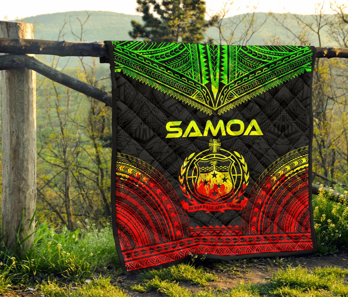 Samoa Premium Quilt - Samoa Coat Of Arms Polynesian Chief Reggae Version - Polynesian Pride