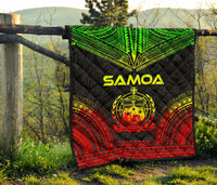 Samoa Premium Quilt - Samoa Coat Of Arms Polynesian Chief Reggae Version - Polynesian Pride