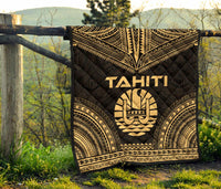 Tahiti Premium Quilt - Tahiti Flag Polynesian Chief Gold Version - Polynesian Pride