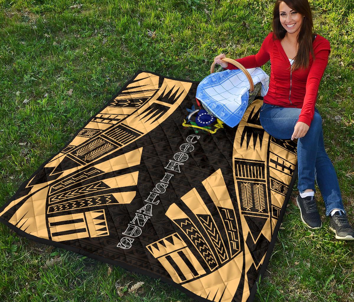Cook Islands Premium Quilt - Cook Islands Polynesian Gold Tattoo - Polynesian Pride