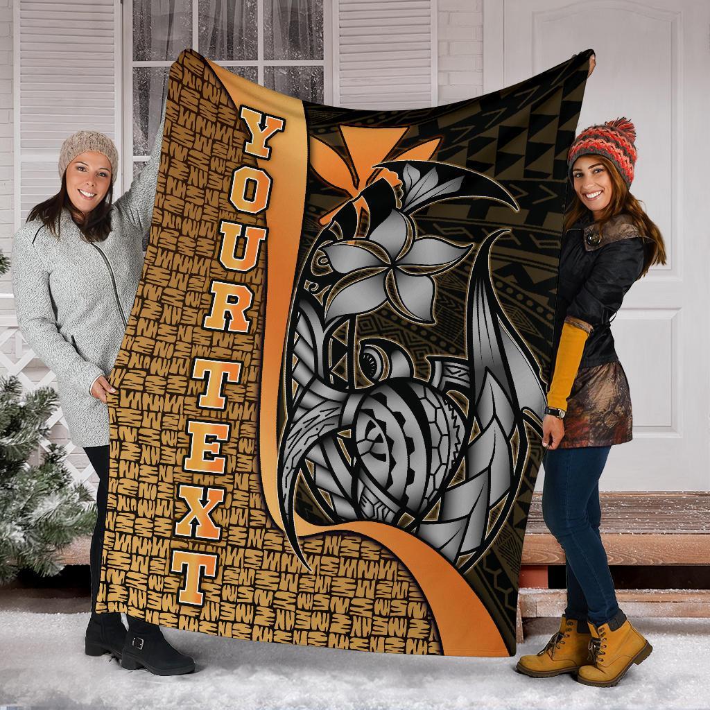 Polynesian Hawaii Custom Personalised Premium Blanket Gold - Turtle with Hook - Polynesian Pride