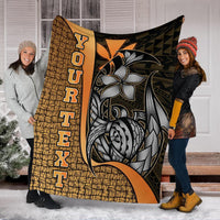 Polynesian Hawaii Custom Personalised Premium Blanket Gold - Turtle with Hook - Polynesian Pride