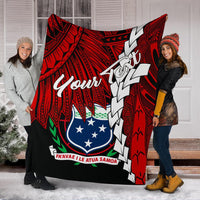 Samoa Polynesian Custom Personalised Premium Blanket - Tribal Wave Tattoo Flag Tattoo - Polynesian Pride