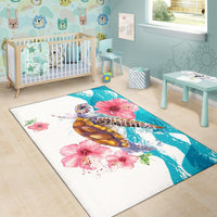 Turtle Hibiscus On Wale Area Rug AH A0 - Polynesian Pride