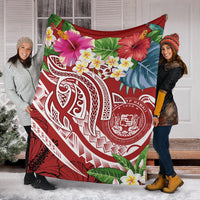 Polynesian Hawaii Premium Blanket - Summer Plumeria (Red) - Polynesian Pride