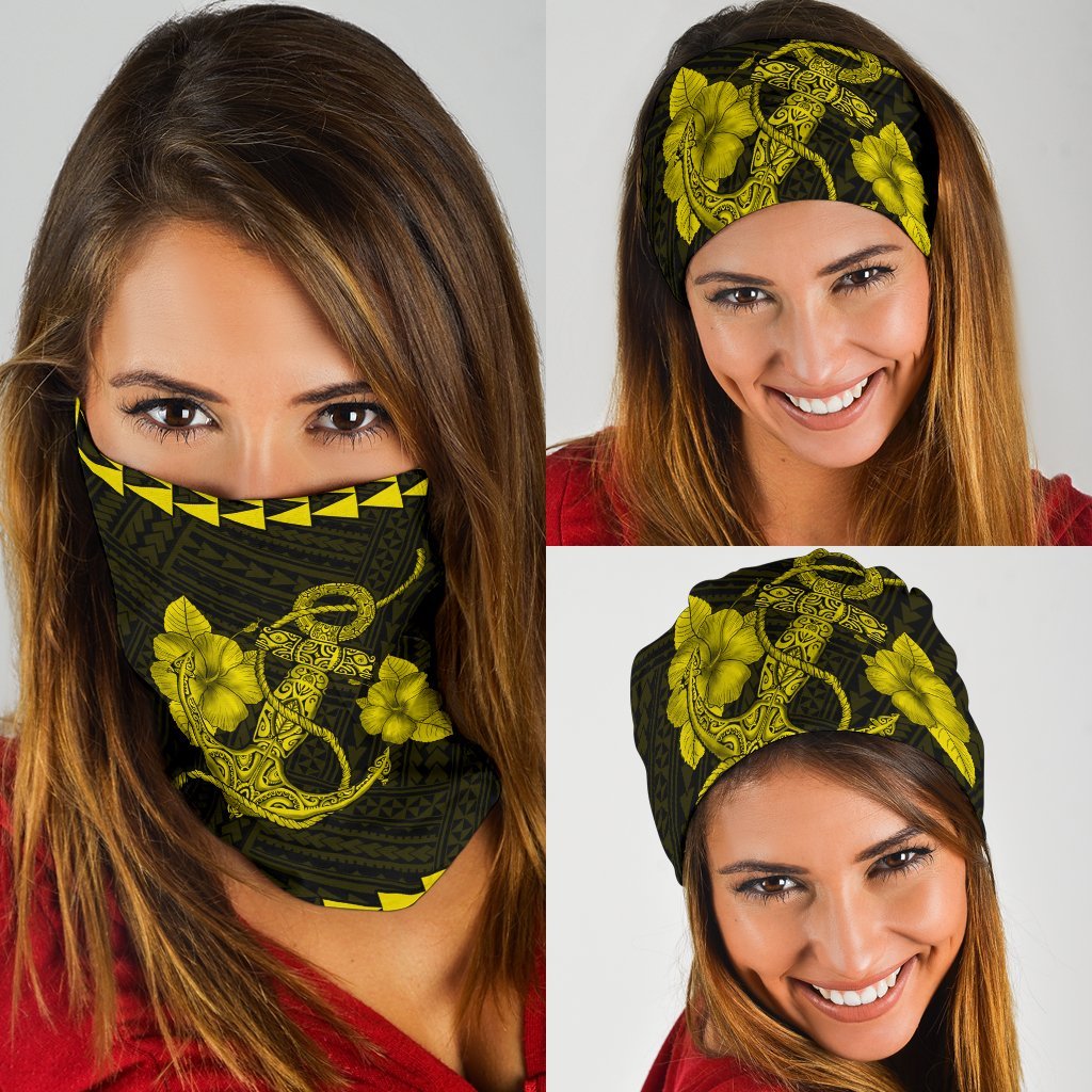 Hawaii Kakau Polynesian Anchor Bandana 3 - Pack - Yellow Yellow One Size - Polynesian Pride