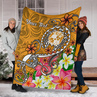 Tonga Custom Personalised Premium Blanket - Turtle Plumeria (Gold) - Polynesian Pride