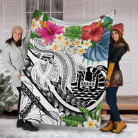 Tahiti Polynesian Premium Blanket - Summer Plumeria (White) - Polynesian Pride