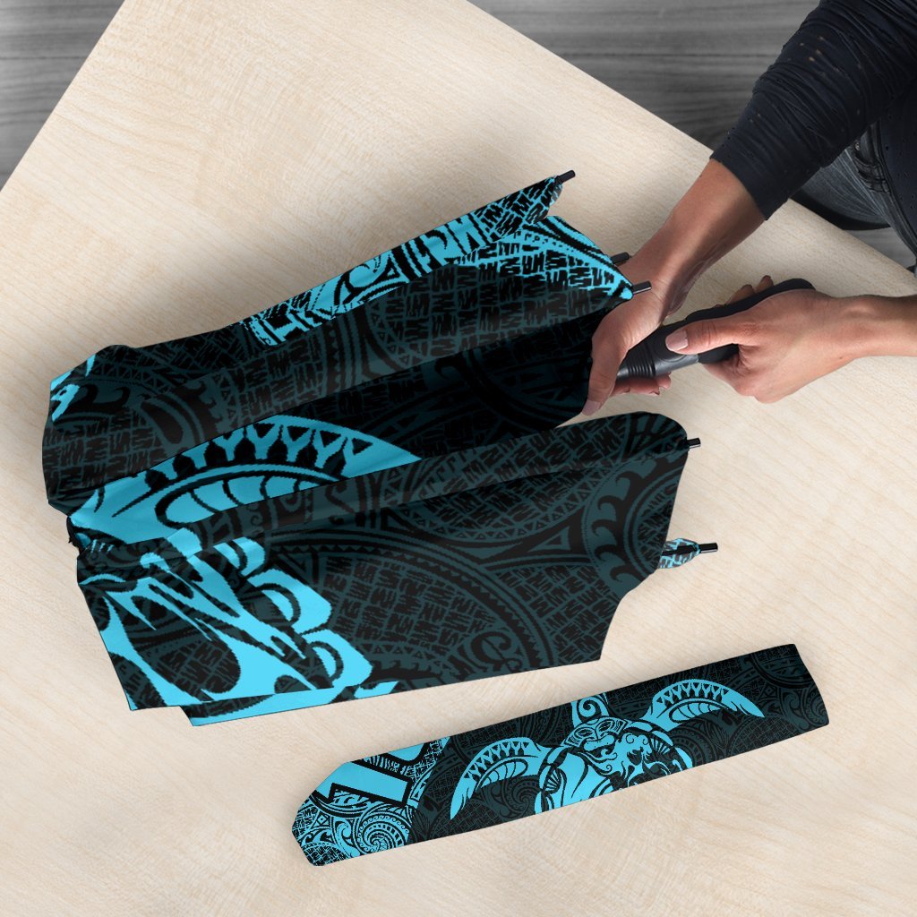 Tonga Umbrella Turtle Mermaid Polynesian Pattern Blue - Polynesian Pride