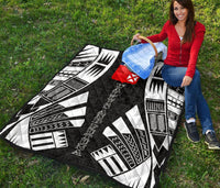 Wallis And Futuna Premium Quilt - Wallis And Futuna Coat Of Arms Polynesian White Tattoo - Polynesian Pride