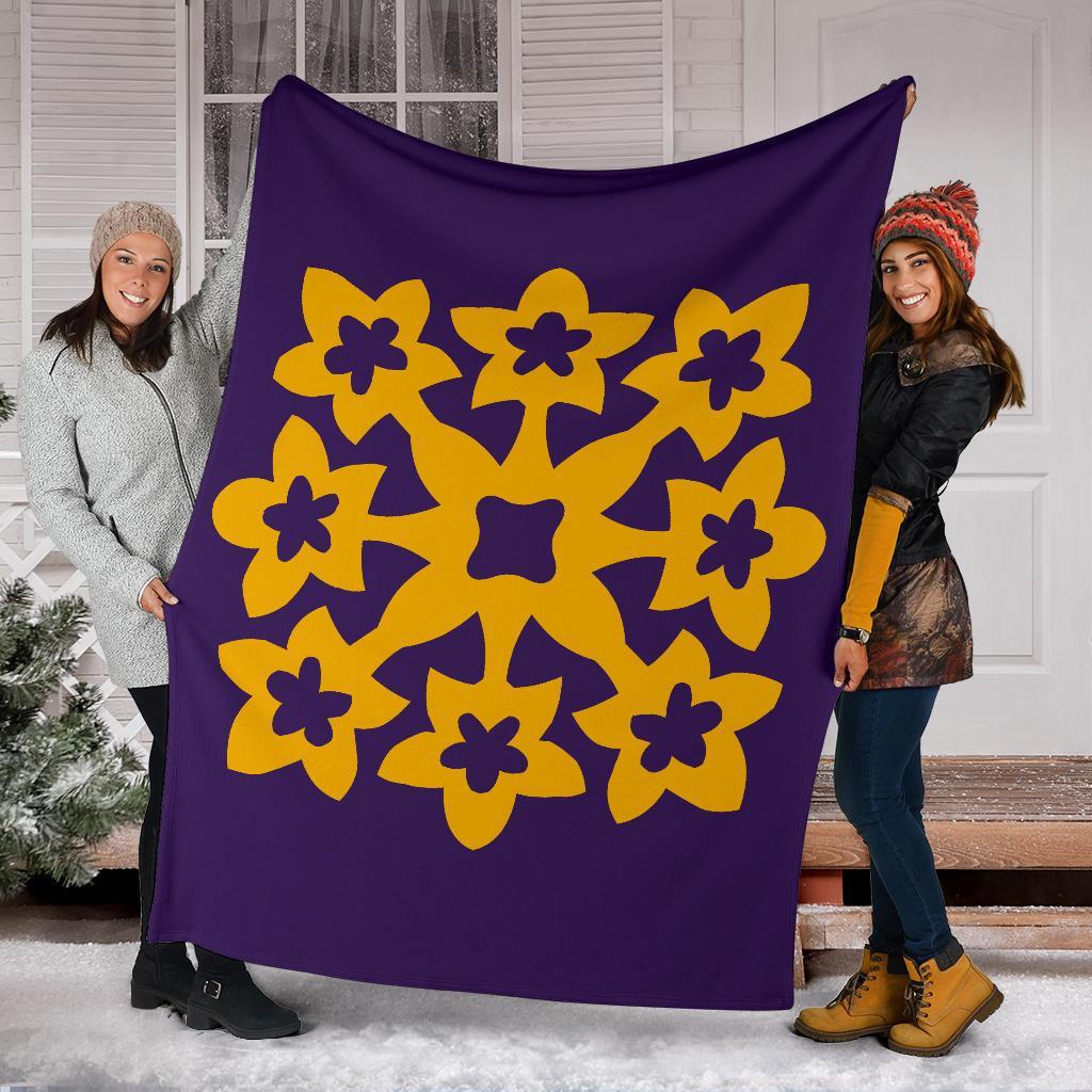Hawaiian Premium Blanket Royal Pattern - Purple And Gold - A1 Style - Polynesian Pride
