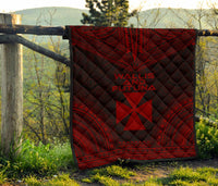 Wallis And Futuna Premium Quilt - Wallis And Futuna Coat Of Arms Polynesian Chief Red Version - Polynesian Pride