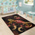 Guam Polynesian Area Rugs - Turtle With Blooming Hibiscus Gold - Polynesian Pride