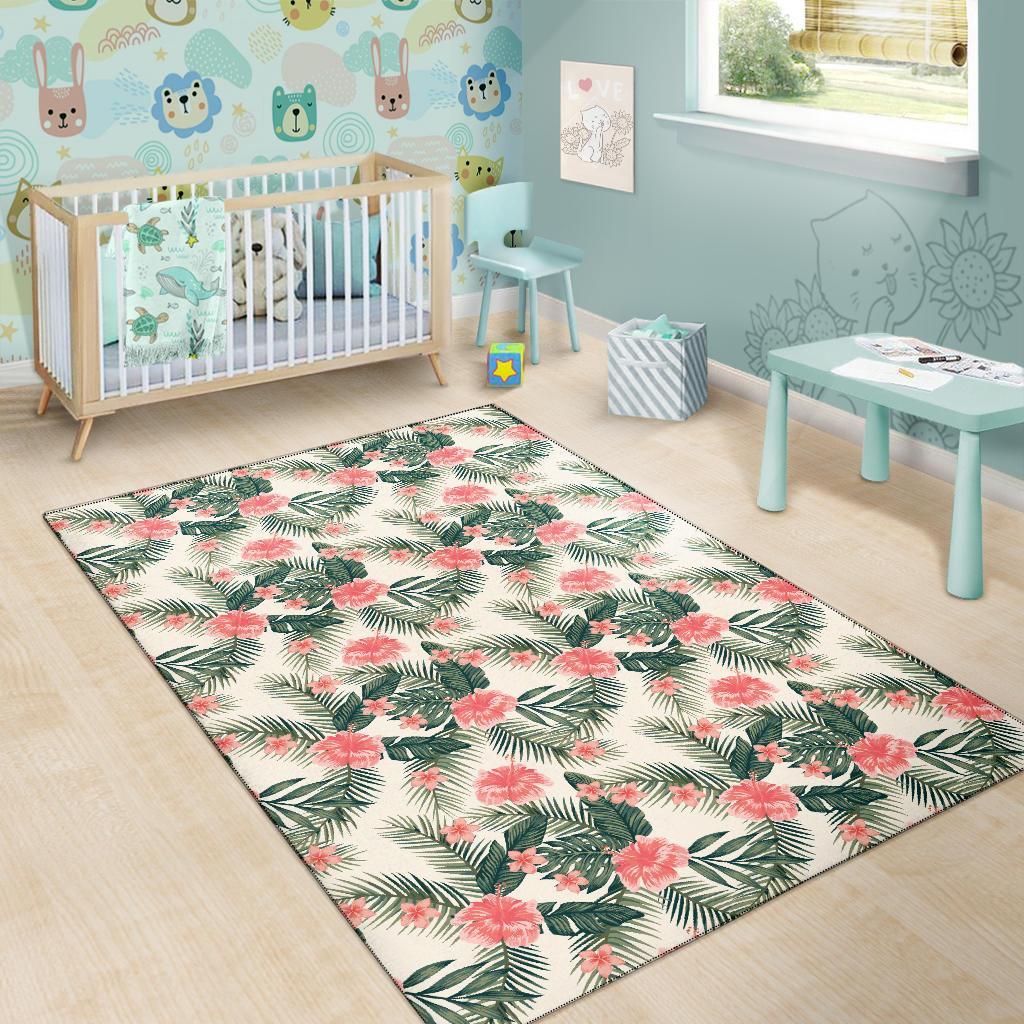 Hibiscus Plumeria Tropical Red Rug - Polynesian Pride