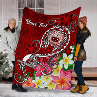 Samoa Custom Personalised Premium Blanket - Turtle Plumeria (Red) - Polynesian Pride