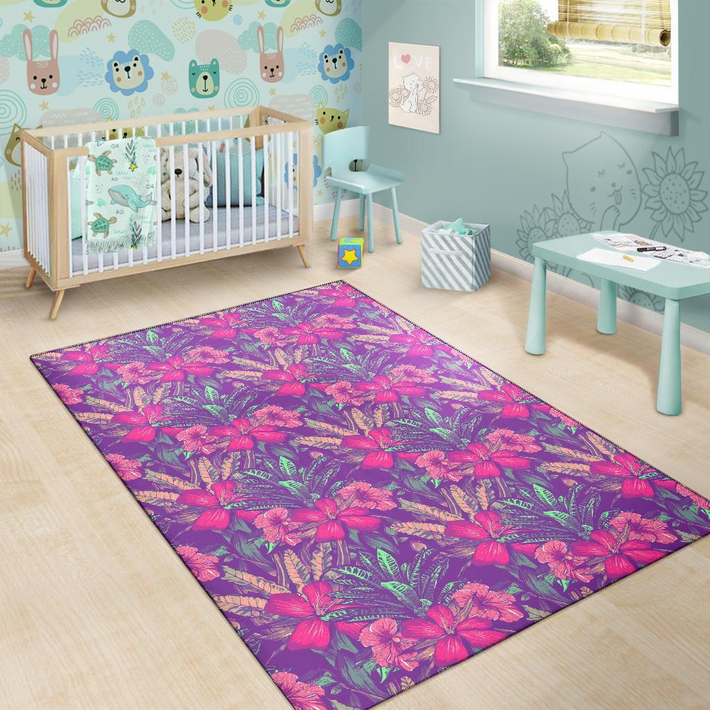 Tropical Hibiscus Purple Rug - Polynesian Pride