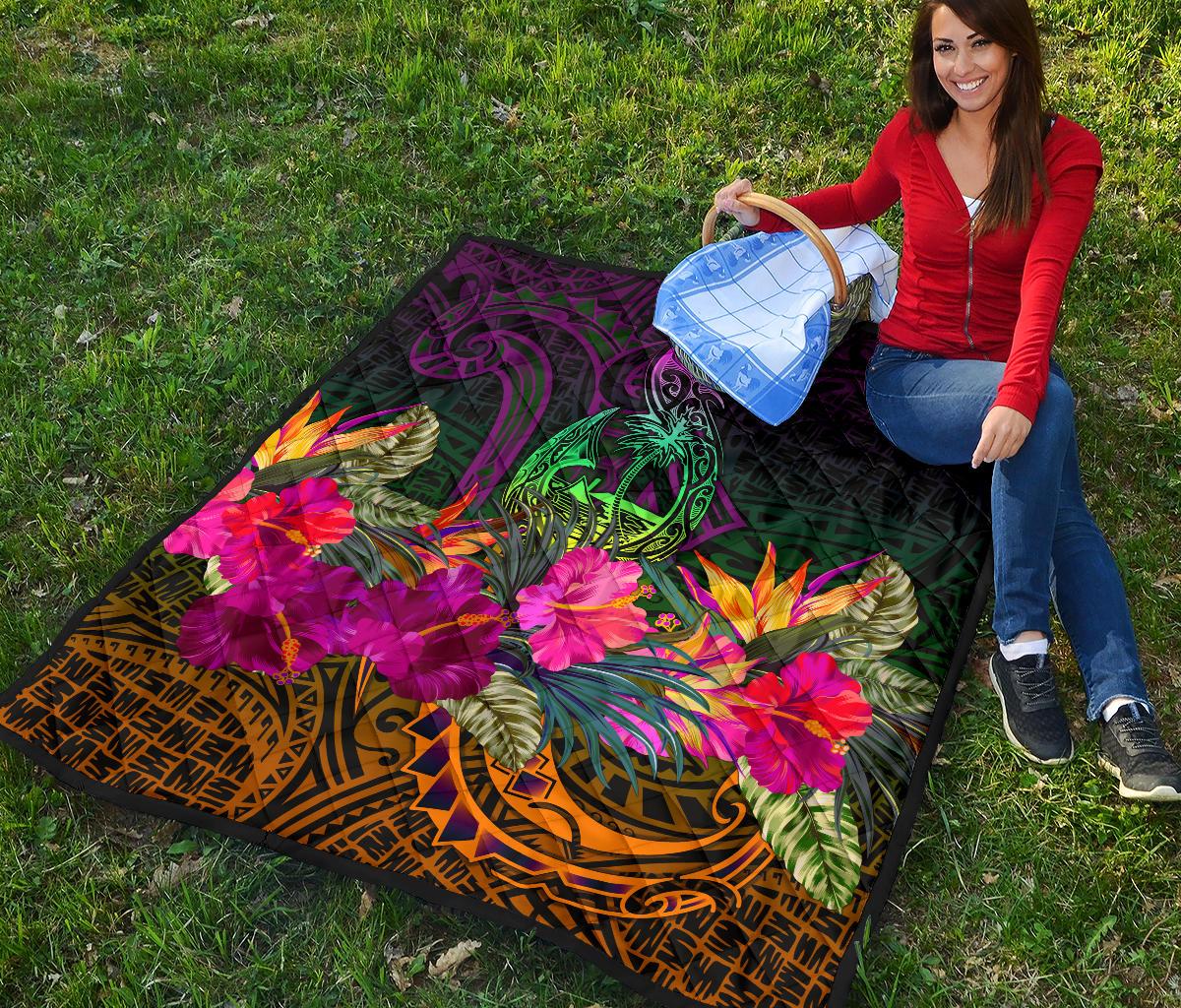 Guam Polynesian Premium Quilt - Summer Hibiscus - Polynesian Pride