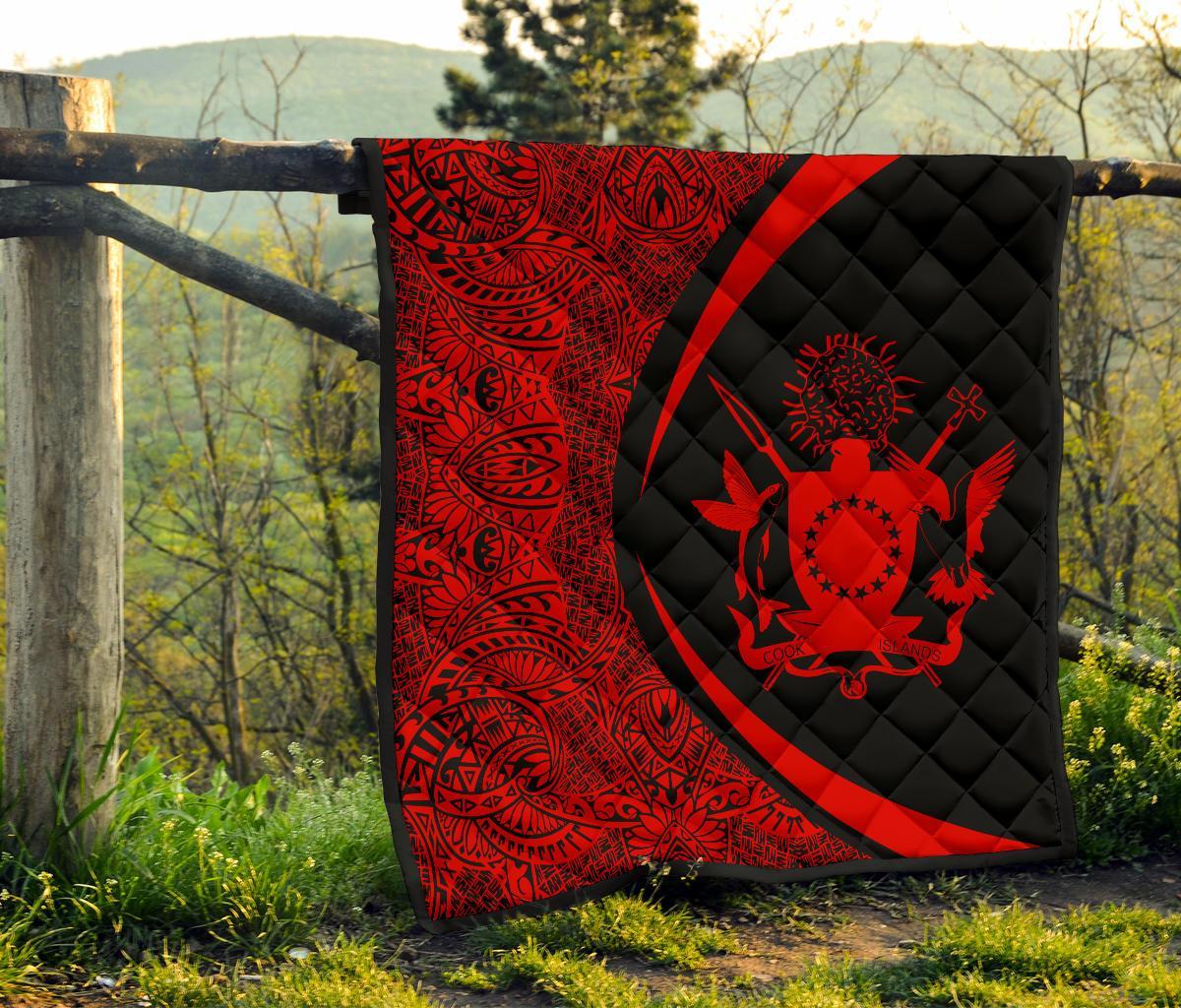 Cook Islands Coat Of Arms Polynesian Premium Quilt - Circle Style - 06 - Polynesian Pride