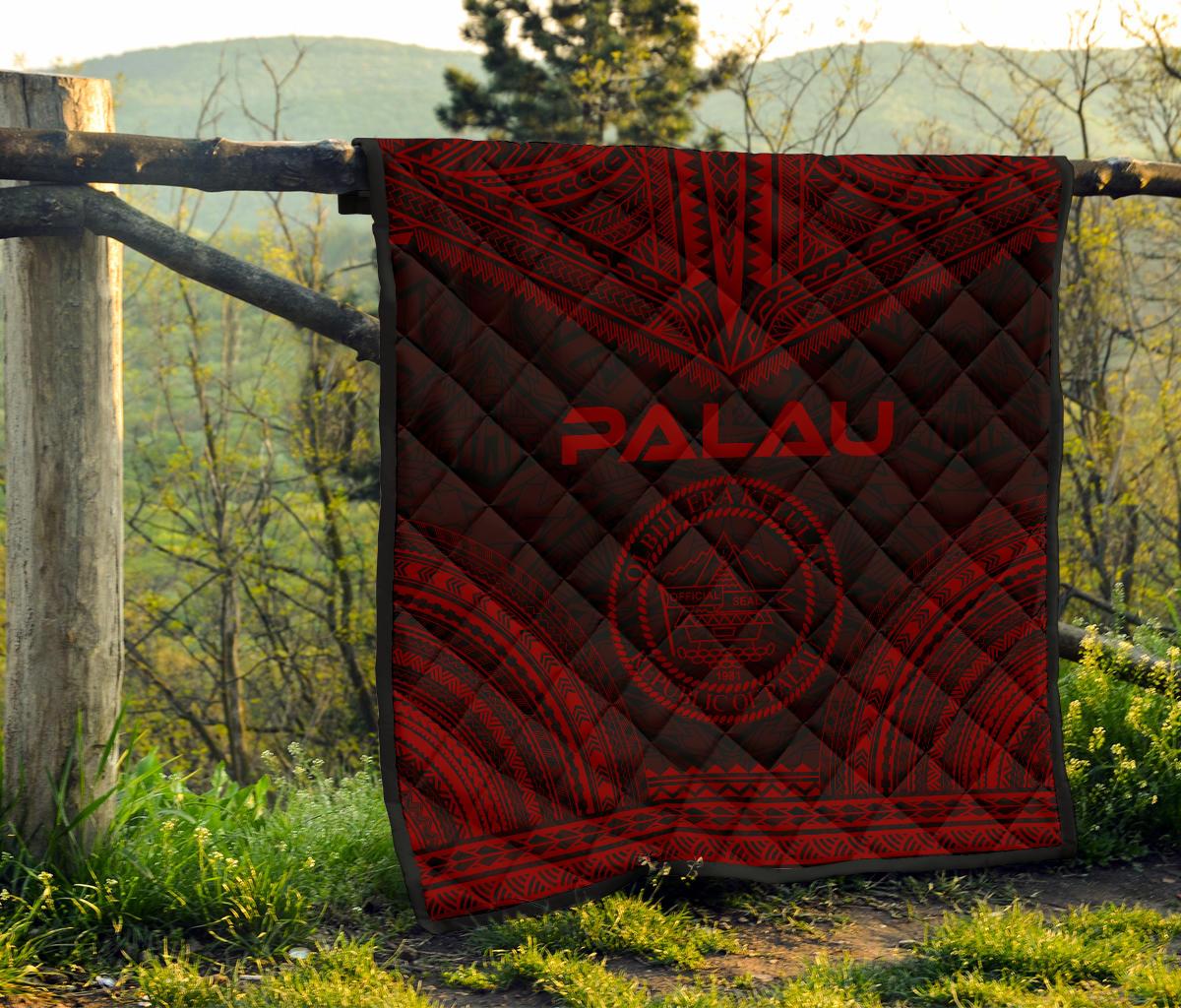 Palau Premium Quilt - Palau Seal Polynesian Chief Red Version - Polynesian Pride