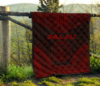 Palau Premium Quilt - Palau Seal Polynesian Chief Red Version - Polynesian Pride