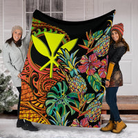 Polynesian Hawaii Premium Blanket - Pineapple Hibiscus - Polynesian Pride