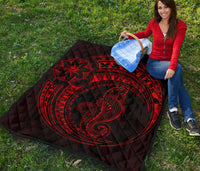 Polynesian Quilt - Polynesian Red Seahorse Tattoo - Polynesian Pride