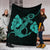 Anchor Turquoise Poly Tribal Premium Blanket - Polynesian Pride