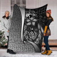 Samoa Polynesian Premium Blanket White - Turtle With Hook - Polynesian Pride