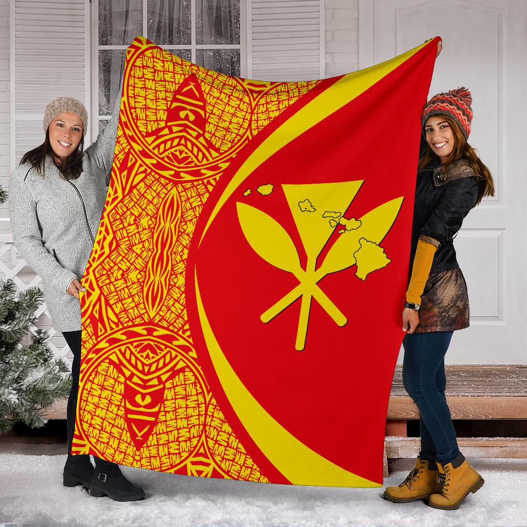 Hawaii Premium Blanket Kanaka Polynesian - Circle Style Red And Yellow - Polynesian Pride