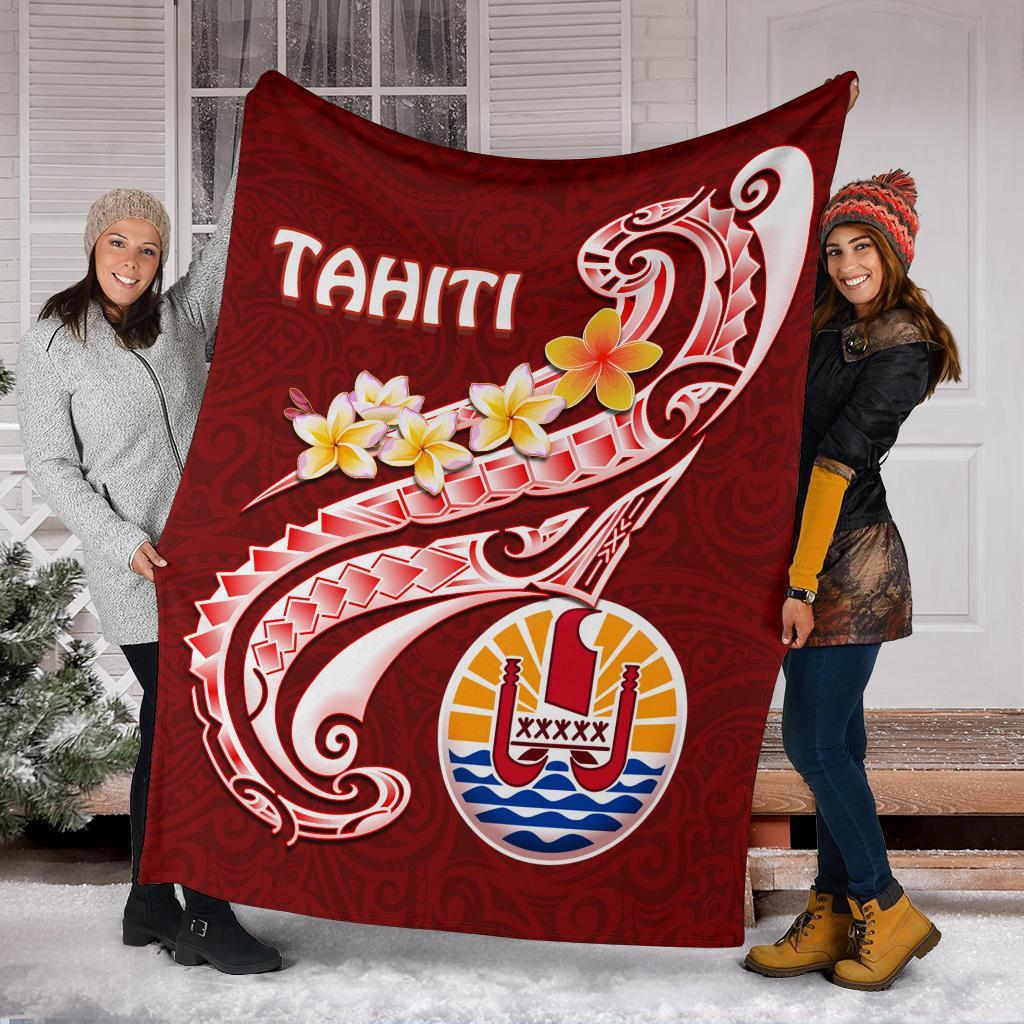 Tahiti Premium Blanket - Tahiti Seal Polynesian Patterns Plumeria - Polynesian Pride