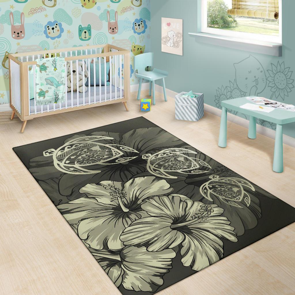 Hawaiian Map Hibiscus Flowers Vintage Polynesian Rug AH - Polynesian Pride