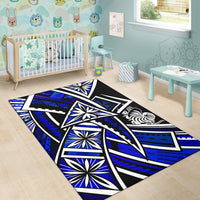 New Caledonia Area Rug - Tribal Flower Special Pattern Blue Color - Polynesian Pride