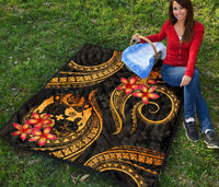 Tonga Polynesian Premium Quilt - Gold Plumeria - Polynesian Pride