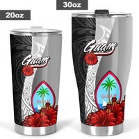 Guam Polynesian Tumbler - Coat Of Arm With Hibiscus White - Polynesian Pride