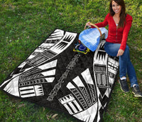 Cook Islands Premium Quilt - Cook Islands Polynesian White Tattoo (Black) - Polynesian Pride