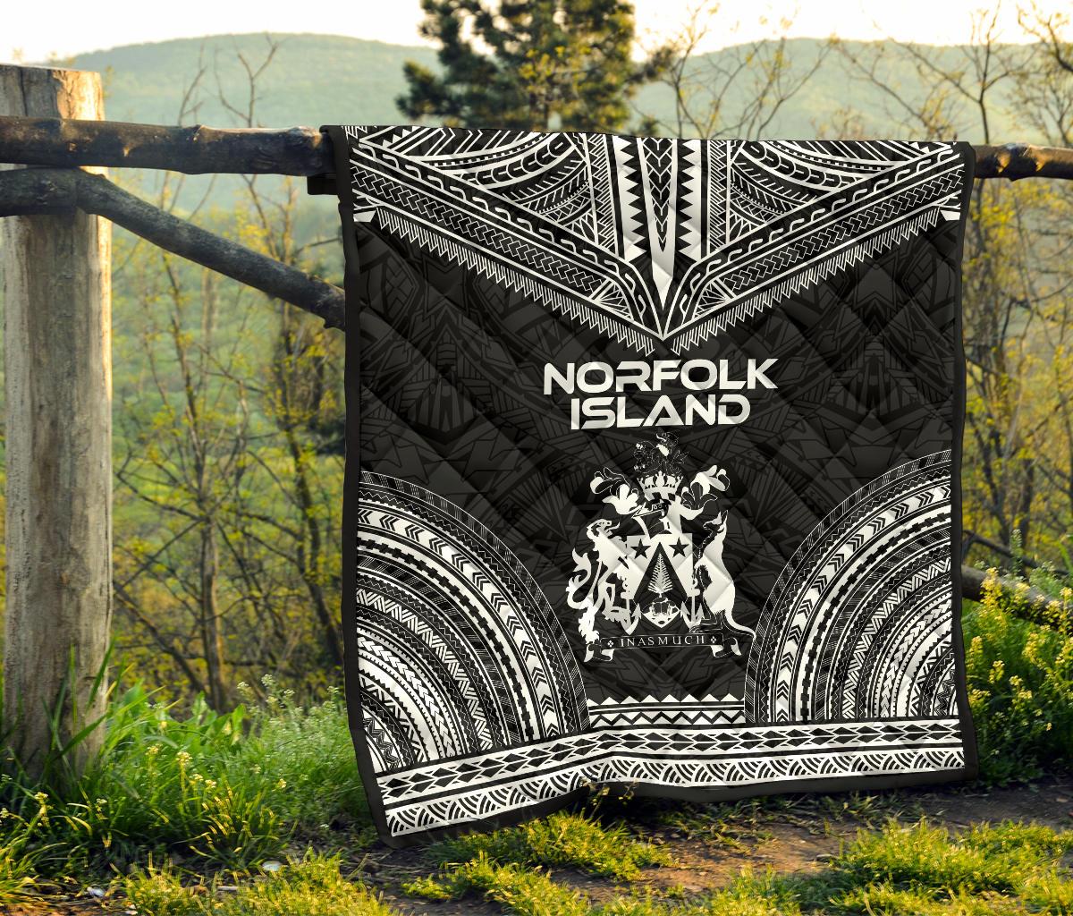 Norfolk Island Premium Quilt - Norfolk Island Coat Of Arms Polynesian Chief Black Version - Polynesian Pride