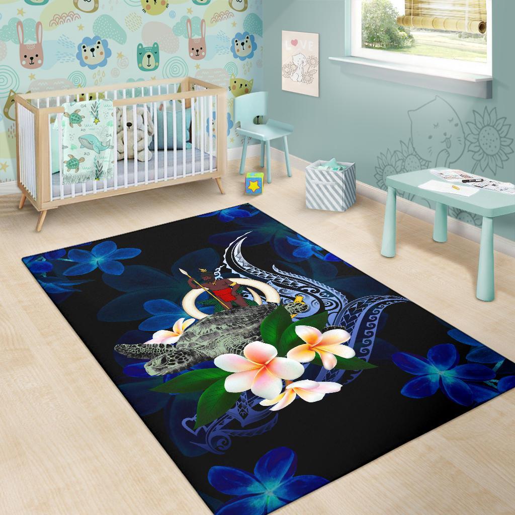 Vanuatu Polynesian Area Rug - Turtle With Plumeria Flowers - Polynesian Pride