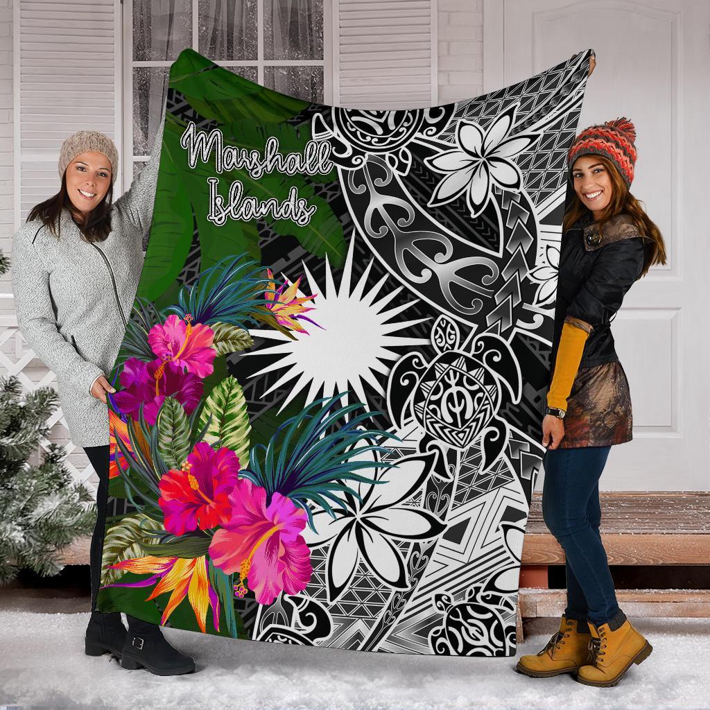 Marshall Islands Premium Blanket - Turtle Plumeria Banana Leaf - Polynesian Pride