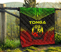 Tonga Premium Quilt - Tonga Coat Of Arms Polynesian Chief Reggae Version - Polynesian Pride