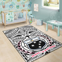Samoa Area Rug, Samoa Coat Of Arm - Polynesian Tattoo White And Black - Polynesian Pride