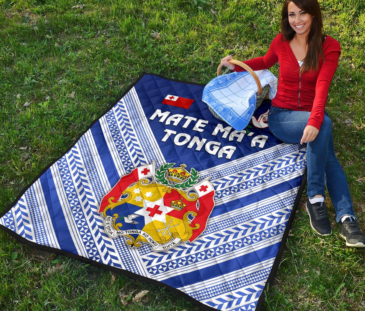Mate Ma'a Tonga Rugby Premium Quilt Polynesian Creative Style - Blue - Polynesian Pride