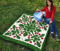Hawaiian Fresh Fruit Tropical Pattern Premium Quilt - Green - Argu Style - AH - Polynesian Pride