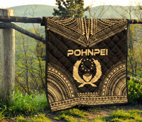 Pohnpei Premium Quilt - Pohnpie Flag Polynesian Chief Gold Version - Polynesian Pride