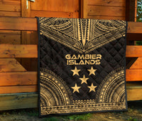 Gambier Islands Premium Quilt - Gambier Islands Flag Polynesian Chief Gold Version - Polynesian Pride