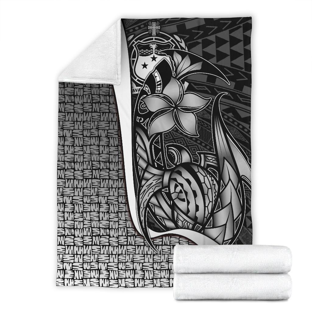 Samoa Polynesian Premium Blanket White - Turtle With Hook - Polynesian Pride