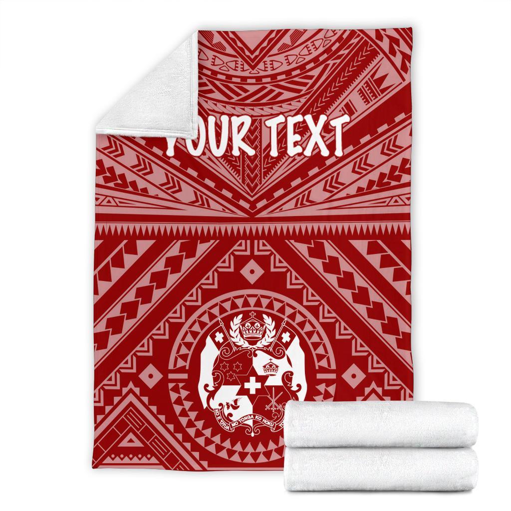 Tonga Personalised Premium Blanket - Tonga Seal With Polynesian Tattoo Style (Red) - Polynesian Pride