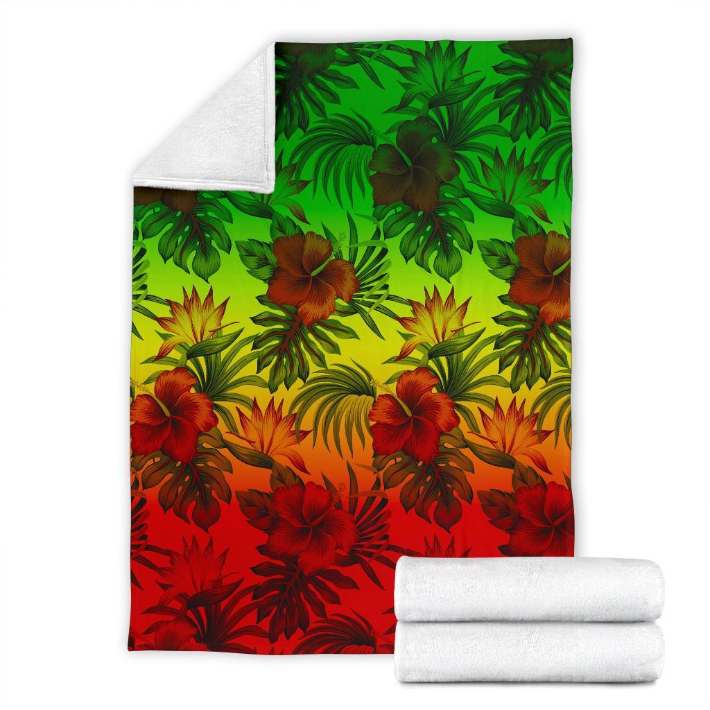 Polynesian Premium Blanket - Reggae Hibiscus Patterns - Polynesian Pride