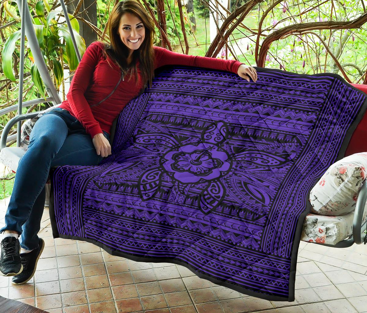 Hawaii Polyensian Turtle Premium Quilt Purple - Polynesian Pride