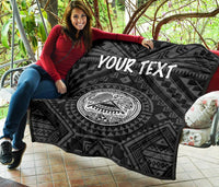 American Samoa Personalised Premium Quilt - Seal In Polynesian Tattoo Style ( Black) - Polynesian Pride