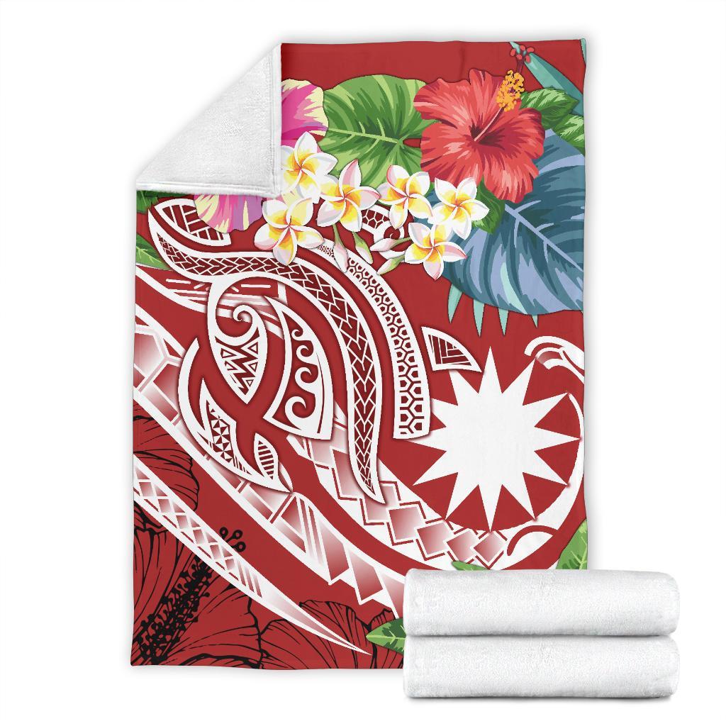 Nauru Polynesian Premium Blanket - Summer Plumeria (Red) - Polynesian Pride
